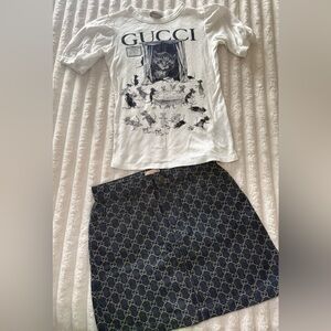 Gucci Blue Monogram Skirt